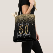 タイポグラフィモダン金ゴールドグリッター50歳の誕生日  トートバッグ (クローズアップ)