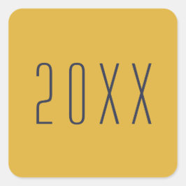 タイポグラフィモダン金ゴールドブルーニューイヤー封筒用シール スクエアシール