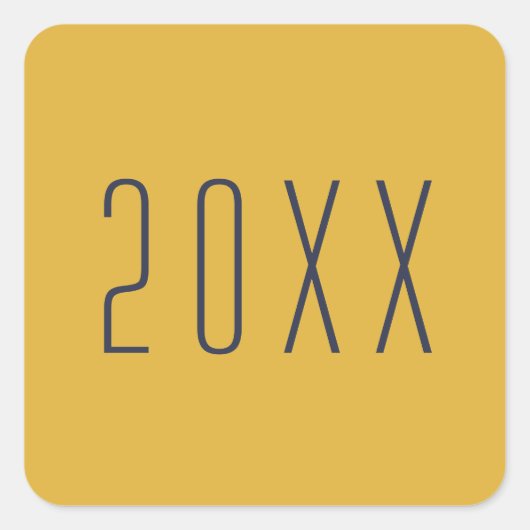 タイポグラフィモダン金ゴールドブルーニューイヤー封筒用シール スクエアシール (正面)