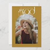 タイポグラフィモダン金ゴールド2写真卒業 招待状 (正面)