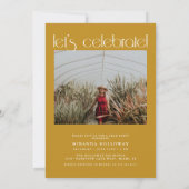 タイポグラフィモダン金ゴールド2写真卒業 招待状 (裏面)