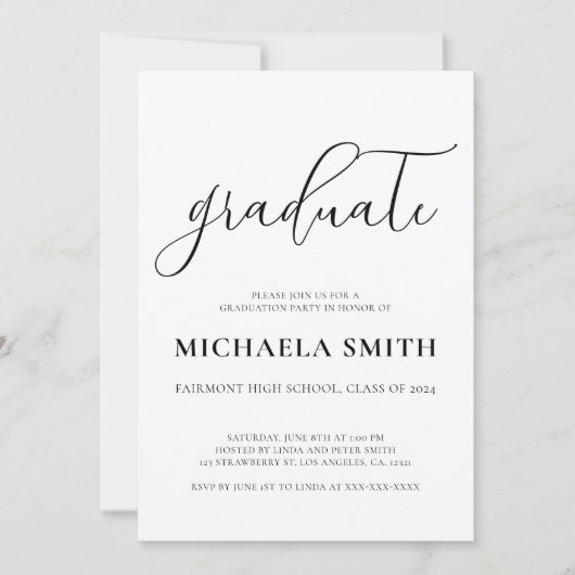 タイポグラフィモダン高校卒業党 招待状 (正面)