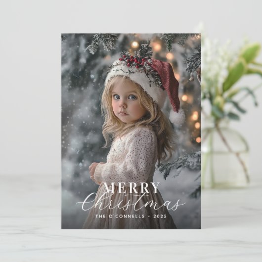 タイポグラフィモダン1枚写真メリークリスマス シーズンカード (スタンド正面)