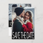 タイポグラフィモダン2枚の写真カードを保存 セーブザデート (正面/裏面)