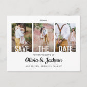 タイポグラフィモダン4写真結婚式の日付を保存 案内ポストカード (正面)