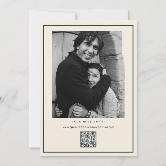 タイポグラフィモダンB&W手書き写真Qrコード セーブザデート