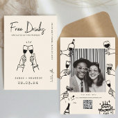 タイポグラフィモダンFunnyFree Drinks写真Qrコード セーブザデート