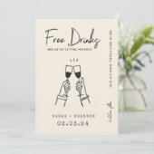 タイポグラフィモダンFunnyFree Drinks写真Qrコード セーブザデート (スタンド正面)