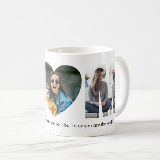 タイポグラフィモダンMOM 3お母さんのための写真コラージギフト コーヒーマグカップ (正面右)