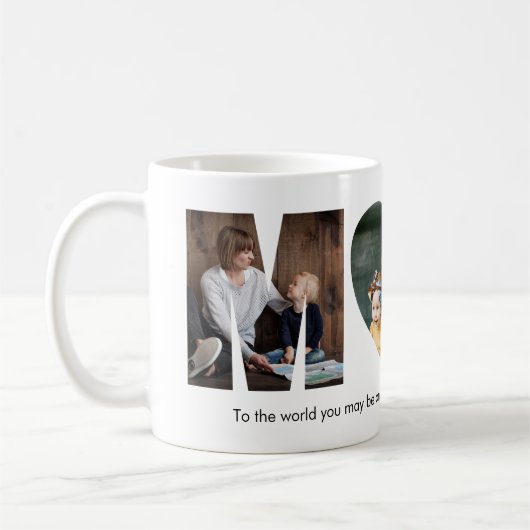 タイポグラフィモダンMOM 3お母さんのための写真コラージギフト コーヒーマグカップ (左)