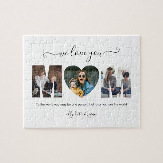 タイポグラフィモダンMOM 3お母さんのための写真コラージギフト ジグソーパズル (横)