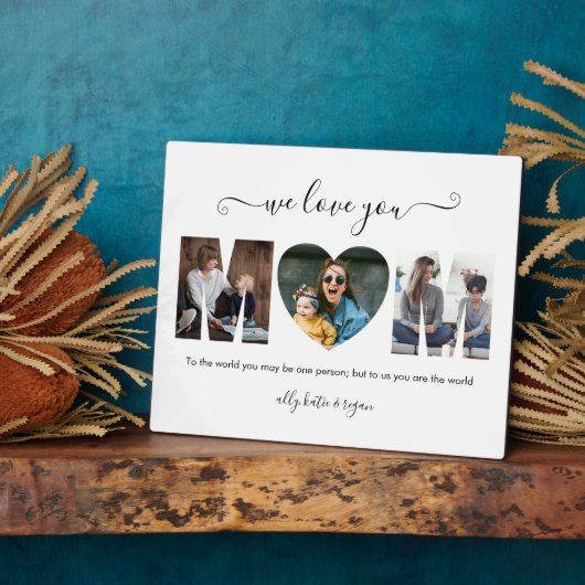 タイポグラフィモダンMOM 3お母さんのための写真コラージギフト フォトプラーク (側面)