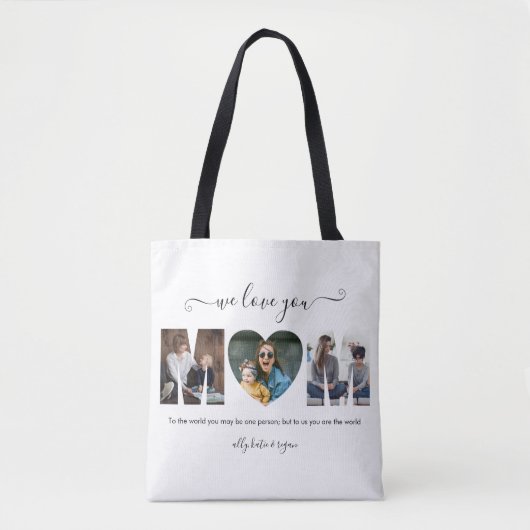 タイポグラフィモダンMOM 3Photo Collage Geft For Mom トートバッグ (正面)
