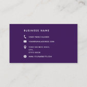 タイポグラフィモノグラムスクリプト名パープルホワイト金ゴールド 名刺 (裏面)