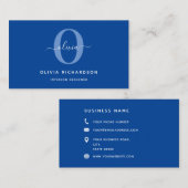 タイポグラフィモノグラムスクリプト名ブルーホワガーリーイト 名刺 (正面/裏面)