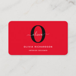 タイポグラフィモノグラムスクリプト名レッド白黒 名刺