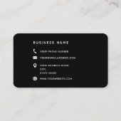 タイポグラフィモノグラムスクリプト名白黒ピンク 名刺 (裏面)