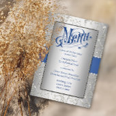 タイポグラフィモノグラム王室のブルーシルバー結婚ズ メニュー