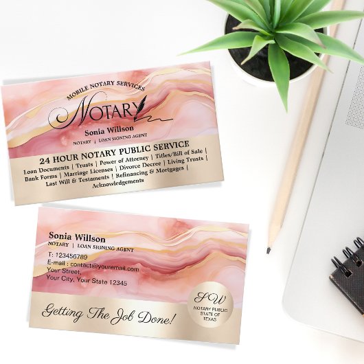 タイポグラフィモバイル公証人ローン署名業者フライヤー 名刺