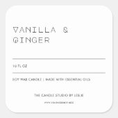 タイポグラフィユニーク白黒包装用キャンドル スクエアシール (正面)