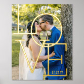 タイポグラフィラブイニシャル結婚ズの日付写真 箔ポスター (正面)