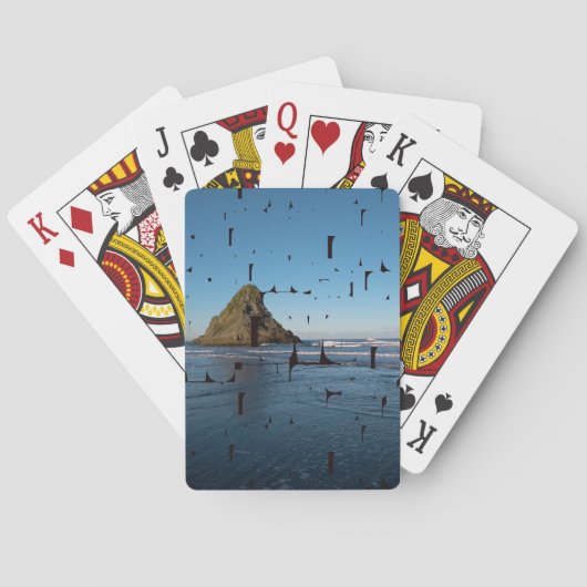 タイポグラフィラブマスクカスタムシースケープフォト トランプ (裏面)