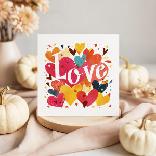 タイポグラフィラブ&ハートバレンタインデーカード ノートカード