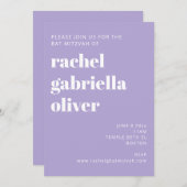 タイポグラフィラベはっきりしたンモダンダーバルミツワー 招待状 (正面/裏面)