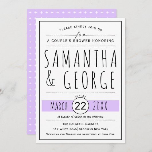 タイポグラフィラベ結婚ンダーのカップルのシャワー 招待状 (正面/裏面)