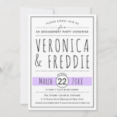 タイポグラフィラベ結婚ンダー婚約パーティ 招待状 (正面)