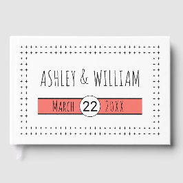 タイポグラフィリビングコーラル幾何結婚図形 ゲストブック