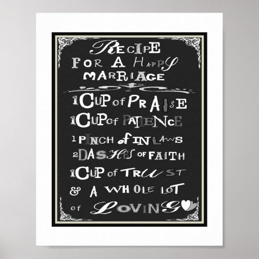 タイポグラフィレシピハッピーマリッジポスタープリント ポスター (正面)
