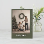 タイポグラフィレジョイスグリーン宗教的クリスマスフォト シーズンカード (スタンド正面)