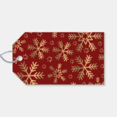 タイポグラフィレッドエレガント金ゴールドクリスマススノーフレーク ギフトタグ (裏面横)