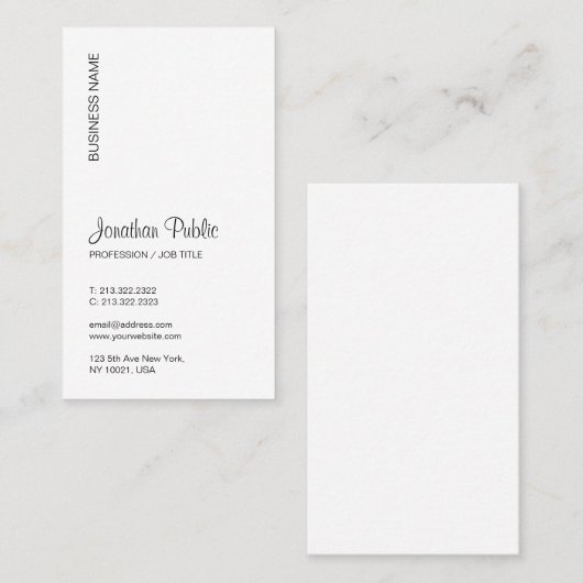 タイポグラフィロゴの縦方向のアップロードモダン 名刺 (正面/裏面)