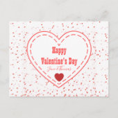 タイポグラフィロマンチック赤いハートハッピーバレンタインデー シーズンポストカード (正面)