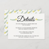 タイポグラフィーの黄色の花の結婚式の詳細を挿入 エンクロージャーカード (正面/裏面)