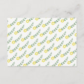 タイポグラフィーの黄色の花の結婚式の詳細を挿入 エンクロージャーカード (裏面)