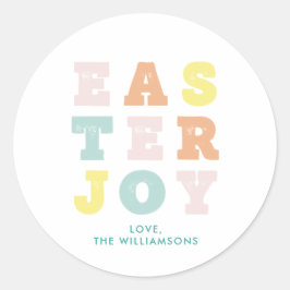 タイポグラフィーイースタージョイモダンパステル ラウンドシール