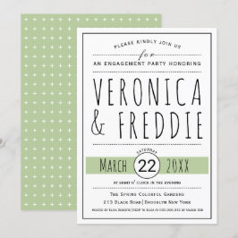 タイポグラフィーグリーンウェディングパーティー 招待状