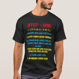 タイポグラフィーステップダッド引用符 ブラック Tシャツ