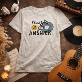 タイポグラフィーミュージックイズジーアンサーモチベーショナルクオート トライブレンドTシャツ