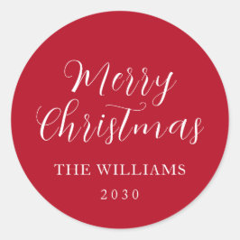 タイポグラフィーレッド メリークリスマス ラウンドシール