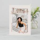 タイポグラフィー写真箔 卒業発表カード 箔招待状 (立ち正面)