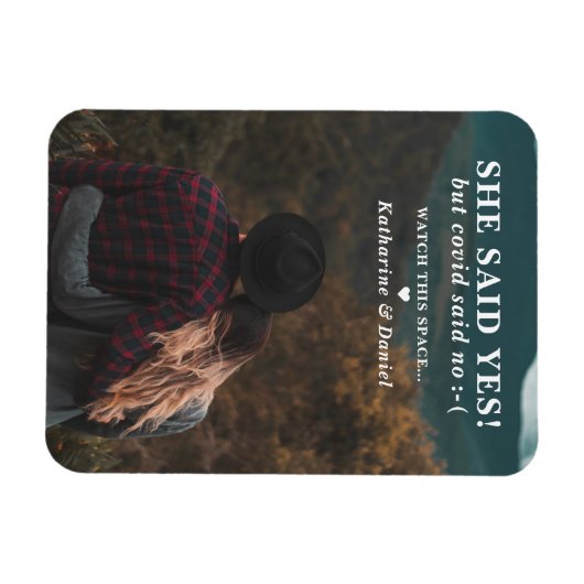 タイポグラフィー ウェディング 延期 保存 日付 マグネット (横)