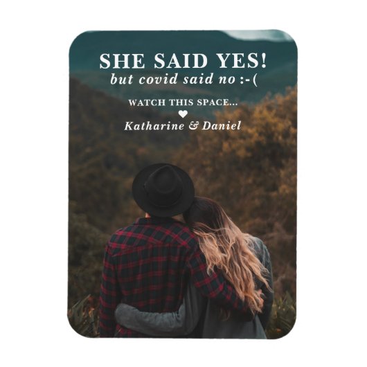 タイポグラフィー ウェディング 延期 保存 日付 マグネット (縦)