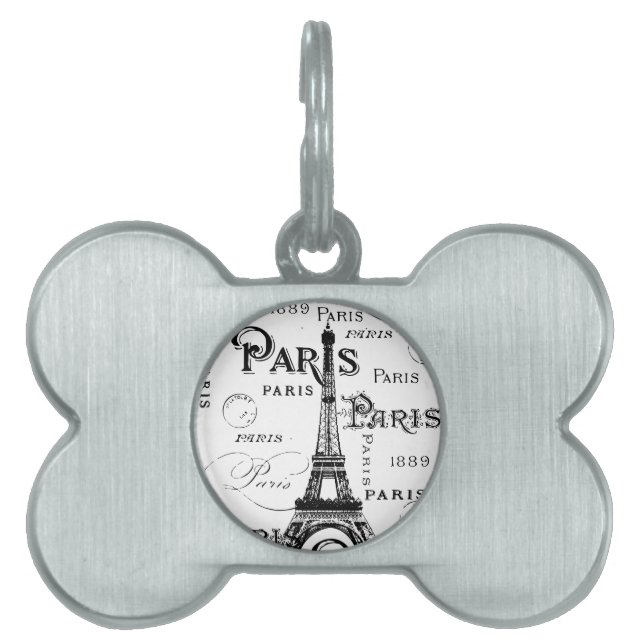 タイポグラフィー カリグラフィー パリ フランス エッフェル塔 ペットネームタグ (正面)