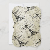 タイポグラフィー カリグラフィー パリ フランス エッフェル塔 招待状 (裏面)