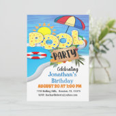 タイポグラフィー  サマー バースデー プールパーティー  招待状 (スタンド正面)