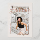 タイポグラフィー フォト フォイル 卒業おめでとうカード 箔招待状 (正面)